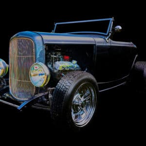 Classic vintage car with chrome accents.