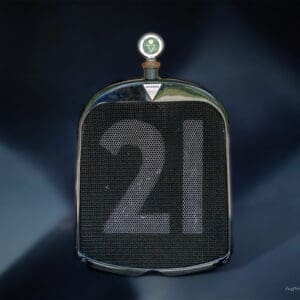 Vintage car grille with number 21.