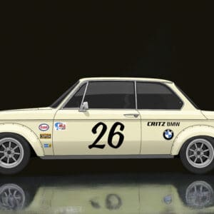 Cream vintage BMW race car number 26