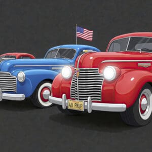 Hot Rods and American Flag - (V2)